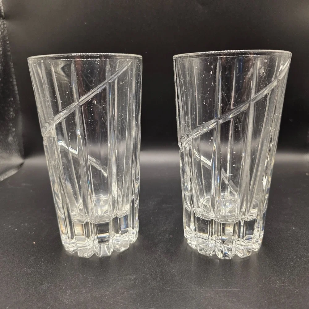 Retired Mikasa Crystal Northern Lights Highball Glasses Set Of‎ 2 Cut Glass 5.5